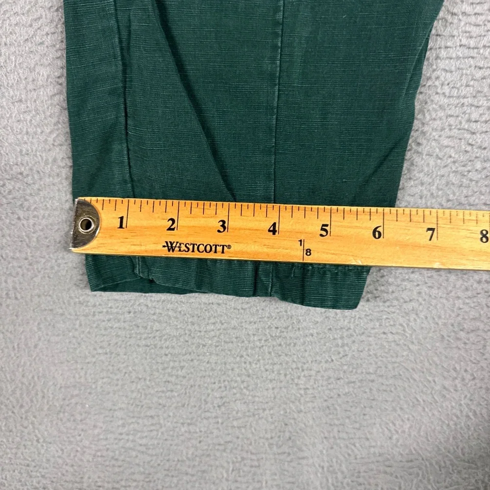Zara Pants Womens XS Green Tapered Capri Drawstring Elastic Waist Linen Blend